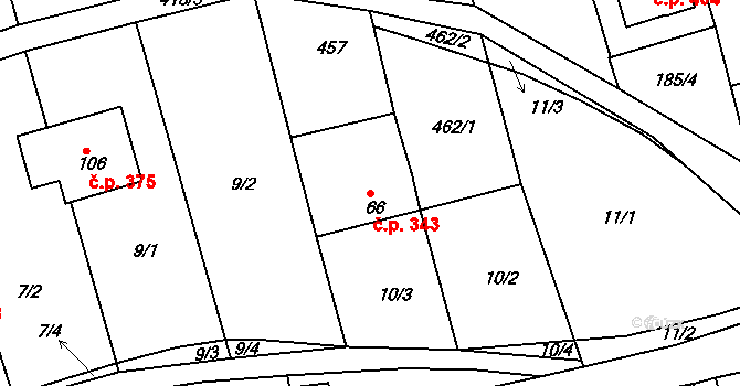 Javorovec 343, Mistřice na parcele st. 66 v KÚ Javorovec, Katastrální mapa