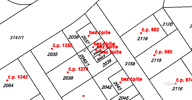 Praha 46705571 na parcele st. 2040/2 v KÚ Nusle, Katastrální mapa