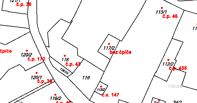 Vranov nad Dyjí 47463571 na parcele st. 117/2 v KÚ Vranov nad Dyjí, Katastrální mapa