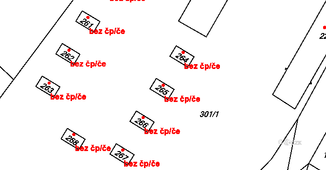 Hořice na Šumavě 49442571 na parcele st. 265 v KÚ Hořice na Šumavě, Katastrální mapa