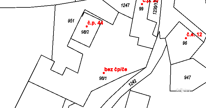 Heřmaničky 49465571 na parcele st. 98/1 v KÚ Velké Heřmanice, Katastrální mapa