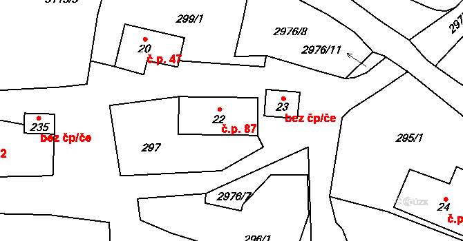 Česká Rybná 87, Proseč na parcele st. 22 v KÚ Česká Rybná, Katastrální mapa