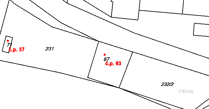 Krsice 63, Čimelice na parcele st. 67 v KÚ Krsice, Katastrální mapa