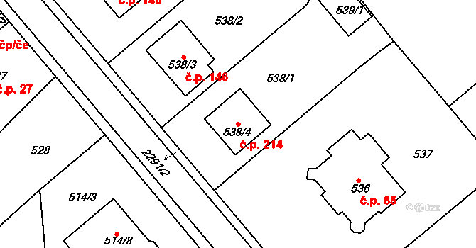 Malé Předměstí 214, Horšovský Týn na parcele st. 538/4 v KÚ Horšovský Týn, Katastrální mapa