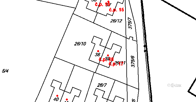 Krukanice 18, Pernarec na parcele st. 38 v KÚ Krukanice, Katastrální mapa