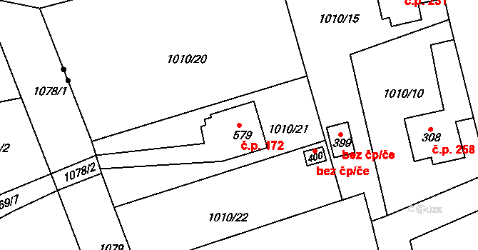 Olivětín 172, Broumov na parcele st. 579 v KÚ Velká Ves u Broumova, Katastrální mapa