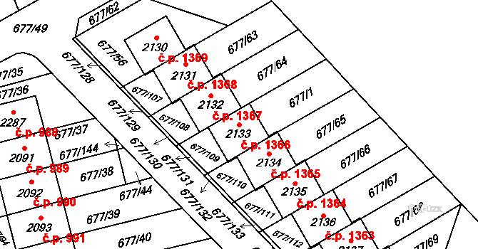 Nové Město nad Metují 1366 na parcele st. 2133 v KÚ Nové Město nad Metují, Katastrální mapa