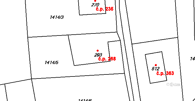 Rybí 268 na parcele st. 293 v KÚ Rybí, Katastrální mapa