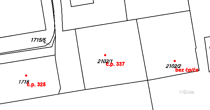 Butovice 337, Studénka na parcele st. 2102/1 v KÚ Butovice, Katastrální mapa