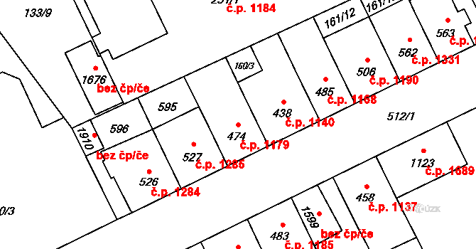 Nový Jičín 1179 na parcele st. 474 v KÚ Nový Jičín-Dolní Předměstí, Katastrální mapa