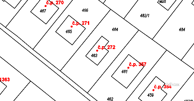 Kopřivnice 272 na parcele st. 463 v KÚ Kopřivnice, Katastrální mapa