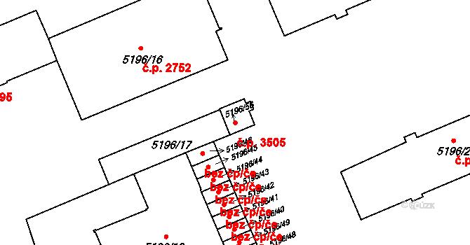 Přerov I-Město 3505, Přerov na parcele st. 5196/56 v KÚ Přerov, Katastrální mapa
