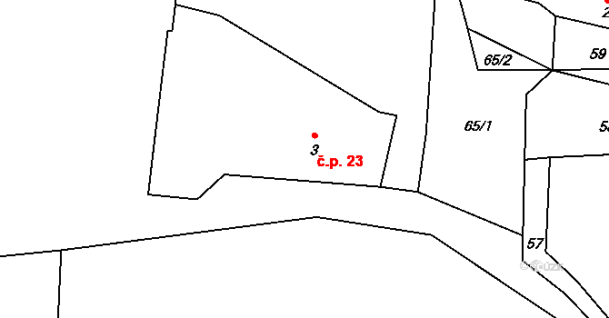 Doubravice u Volyně 23, Čestice na parcele st. 3 v KÚ Doubravice u Volyně, Katastrální mapa