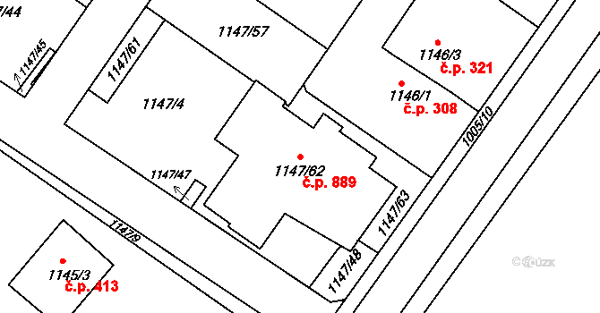 Česká Skalice 889 na parcele st. 1147/62 v KÚ Česká Skalice, Katastrální mapa