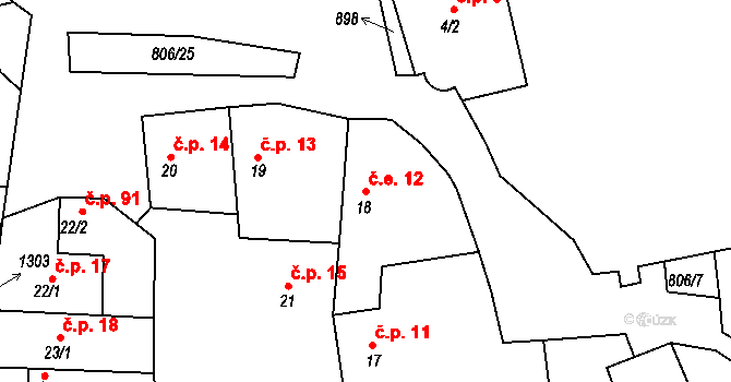 Líšťany 12 na parcele st. 18 v KÚ Líšťany u Cítolib, Katastrální mapa