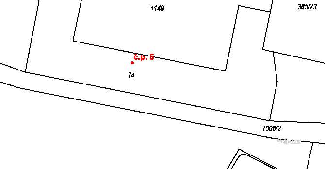Měcholupy 5 na parcele st. 74 v KÚ Měcholupy u Žatce, Katastrální mapa