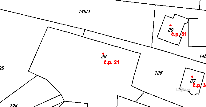 Ježkovice 21, Voděrady na parcele st. 26 v KÚ Ježkovice, Katastrální mapa