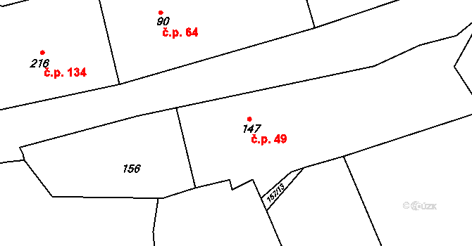 Merklovice 49, Vamberk na parcele st. 147 v KÚ Merklovice, Katastrální mapa