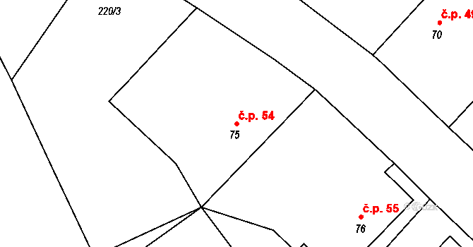 Čánka 54, Opočno na parcele st. 75 v KÚ Čánka, Katastrální mapa