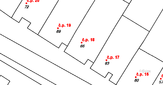 Lesná 18 na parcele st. 66 v KÚ Lesná u Znojma, Katastrální mapa