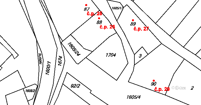 Opatovice 28 na parcele st. 91 v KÚ Opatovice u Hranic, Katastrální mapa