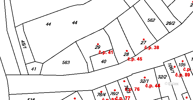 Přerov III-Lověšice 41, Přerov na parcele st. 29 v KÚ Lověšice u Přerova, Katastrální mapa
