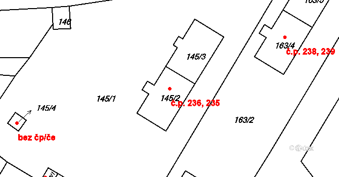 Malešov 235,236 na parcele st. 145/2 v KÚ Malešov, Katastrální mapa
