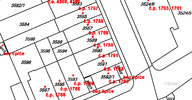 Jihlava 1761 na parcele st. 3590 v KÚ Jihlava, Katastrální mapa