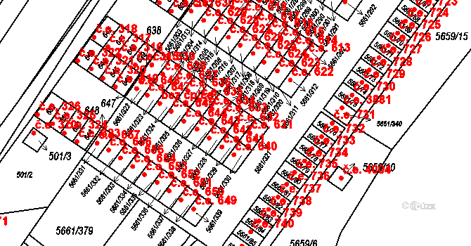Jihlava 632 na parcele st. 5661/320 v KÚ Jihlava, Katastrální mapa
