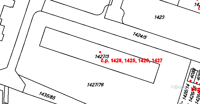 Čelákovice 1425,1426,1427,1428 na parcele st. 1427/3 v KÚ Čelákovice, Katastrální mapa