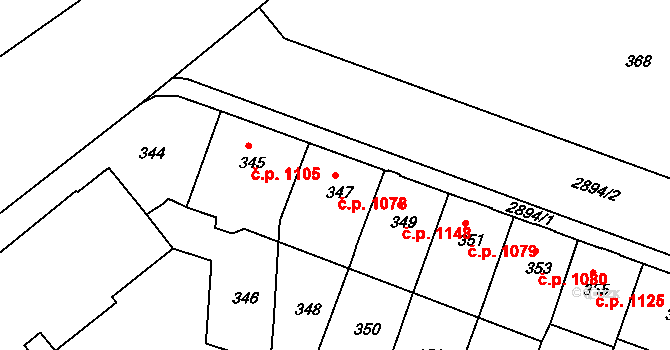 Děčín I-Děčín 1078, Děčín na parcele st. 347 v KÚ Děčín, Katastrální mapa