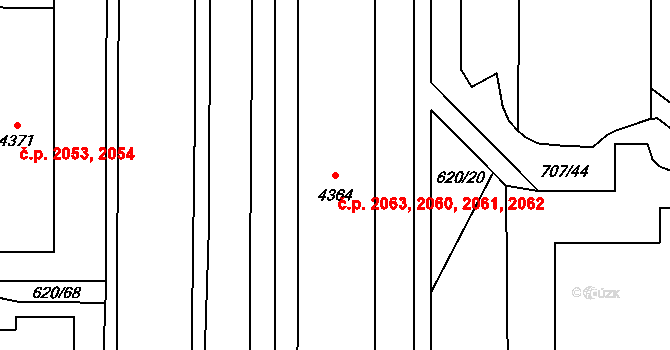Blansko 2060,2061,2062,2063 na parcele st. 4364 v KÚ Blansko, Katastrální mapa