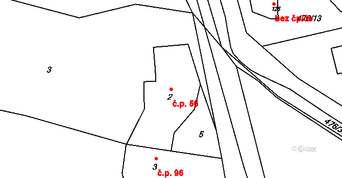 Lipina 56 na parcele st. 2 v KÚ Stachov u Šternberka, Katastrální mapa
