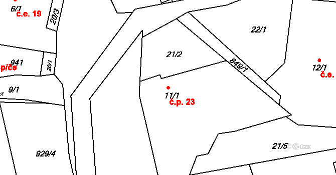 Náčkovice 23, Lovečkovice na parcele st. 11/1 v KÚ Náčkovice, Katastrální mapa