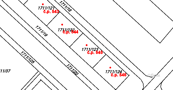 Podmoklice 545, Semily na parcele st. 1711/123 v KÚ Semily, Katastrální mapa