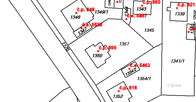 Kadaň 895 na parcele st. 1350 v KÚ Kadaň, Katastrální mapa