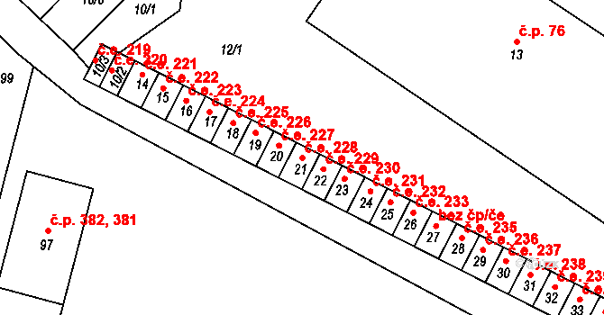 Miřetice u Klášterce nad Ohří 228, Klášterec nad Ohří na parcele st. 21 v KÚ Miřetice u Klášterce nad Ohří, Katastrální mapa