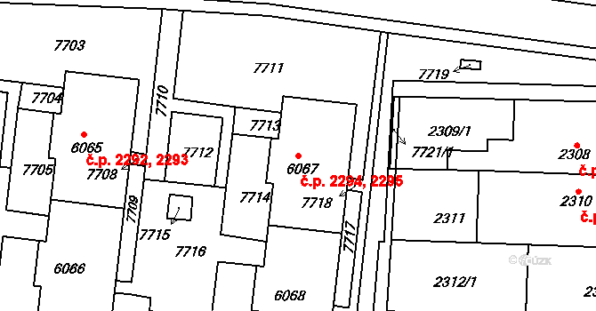 Líšeň 2294,2295, Brno na parcele st. 6067 v KÚ Líšeň, Katastrální mapa