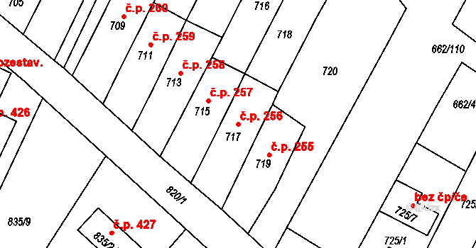 Lipůvka 256 na parcele st. 717 v KÚ Lipůvka, Katastrální mapa