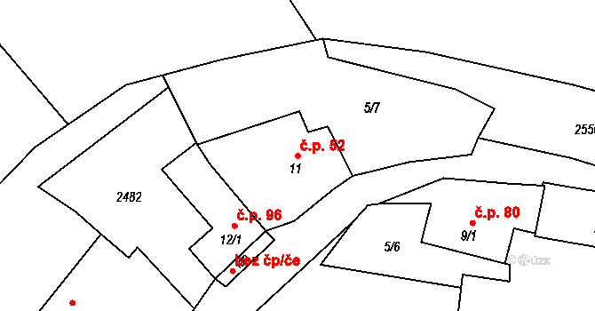 Matějovec 52, Český Rudolec na parcele st. 11 v KÚ Matějovec, Katastrální mapa