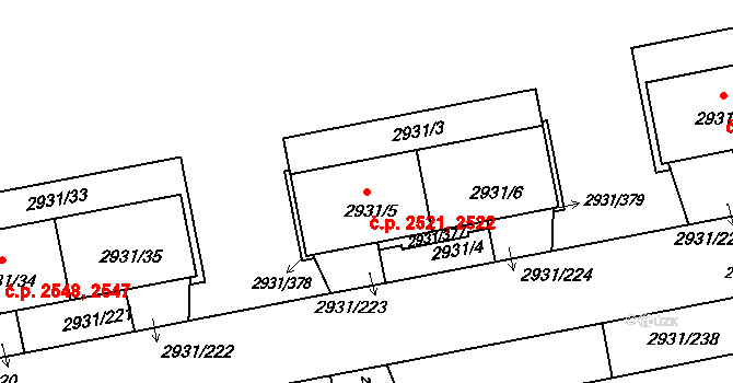 Žižkov 2521,2522, Praha na parcele st. 2931/5 v KÚ Žižkov, Katastrální mapa