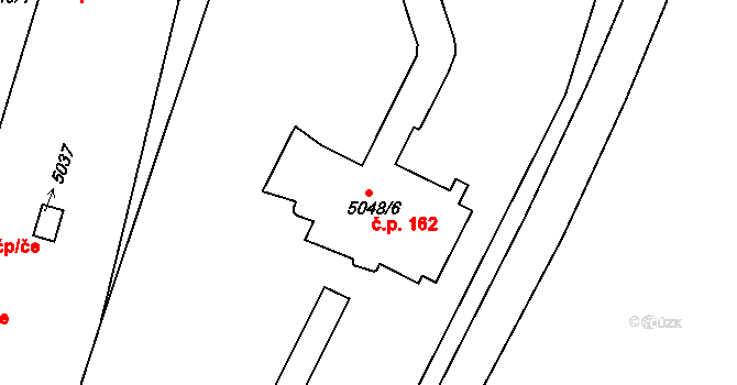 Smíchov 162, Praha na parcele st. 5048/6 v KÚ Smíchov, Katastrální mapa