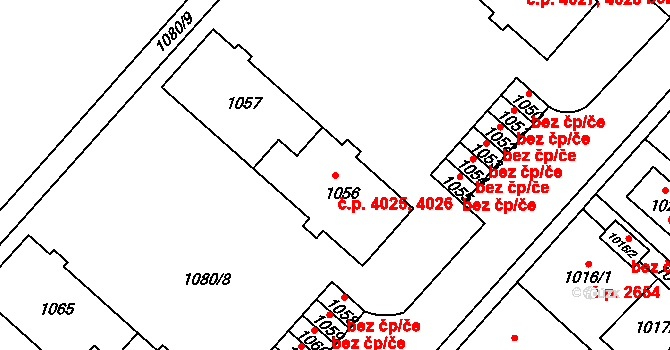 Chomutov 4025,4026 na parcele st. 1056 v KÚ Chomutov II, Katastrální mapa
