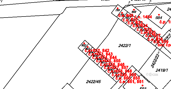 Ivančice 842,852 na parcele st. 602 v KÚ Kounické Předměstí, Katastrální mapa