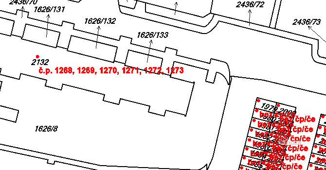 Ústí nad Orlicí 1268,1269,1270,1271, na parcele st. 2132 v KÚ Ústí nad Orlicí, Katastrální mapa