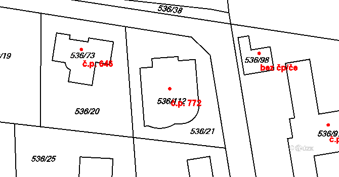 Průhonice 772 na parcele st. 536/112 v KÚ Hole u Průhonic, Katastrální mapa