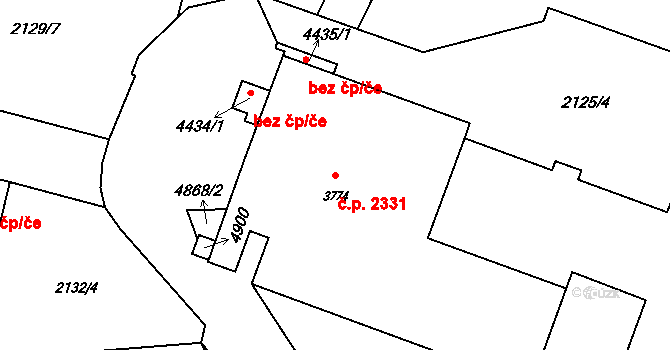 Rožnov pod Radhoštěm 2331 na parcele st. 3774 v KÚ Rožnov pod Radhoštěm, Katastrální mapa