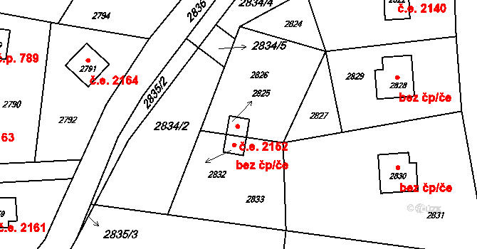 Horní Těrlicko 2152, Těrlicko na parcele st. 2825 v KÚ Horní Těrlicko, Katastrální mapa