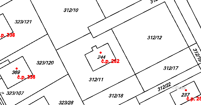 Čakovičky 252 na parcele st. 244 v KÚ Čakovičky, Katastrální mapa