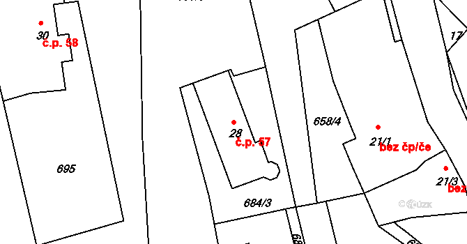 Arnoltice 57, Bulovka na parcele st. 28 v KÚ Arnoltice u Bulovky, Katastrální mapa